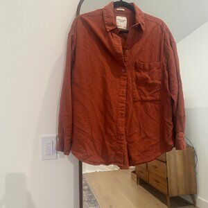 Abercrombie Linen Shirt Rust Color Size Small